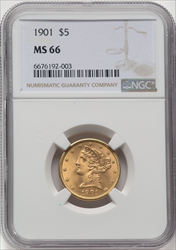 1901 $5 Liberty Half Eagles NGC MS66