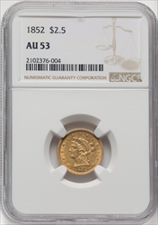 1852 $2.50 Liberty Quarter Eagles NGC AU53