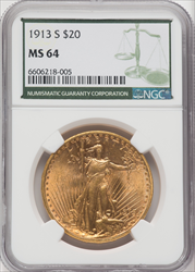 1913-S $20 Saint-Gaudens Double Eagles NGC MS64