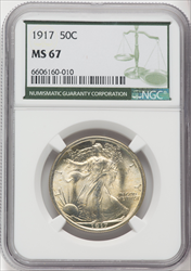 1917 50C Walking Liberty Half Dollars NGC MS67