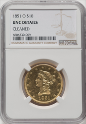 1851-O $10 Liberty Eagles Details NGC MS60