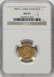 1843-C $2.50 Large Date Plain 4 Liberty Quarter Eagles NGC AU53