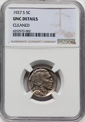 1927-S 5C Buffalo Nickels Details NGC MS60