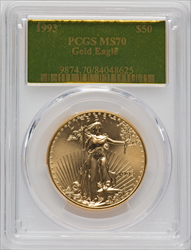 1993 $50 One-Ounce Gold Eagle MS Modern Bullion Coins PCGS MS70