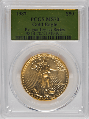1987 $50 One-Ounce Gold Eagle MS Modern Bullion Coins PCGS MS70