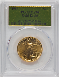 1986 $25 Half-Ounce Gold Eagle MS Modern Bullion Coins PCGS MS70