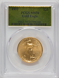 1992 $25 Half-Ounce Gold Eagle MS Modern Bullion Coins PCGS MS70