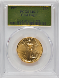 1990 $25 Half-Ounce Gold Eagle MS Modern Bullion Coins PCGS MS70