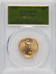 2000 $10 Quarter-Ounce Gold Eagle MS Modern Bullion Coins PCGS MS70