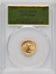 2003 $5 Tenth-Ounce Gold Eagle MS Modern Bullion Coins PCGS MS70