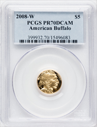 2008-W $5 Tenth-Ounce Gold Buffalo .9999 Fine Gold PR DC Modern Bullion Coins PCGS MS70