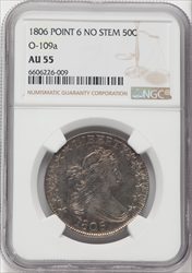 1806 50C O-109a Pointed 6 No Stem MS Early Half Dollars NGC AU55