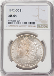 1892-CC S$1 Morgan Dollars NGC MS64