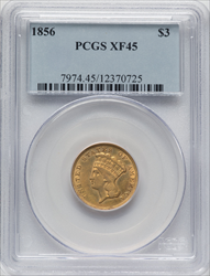 1856 $3 Three Dollar Gold Pieces PCGS XF45