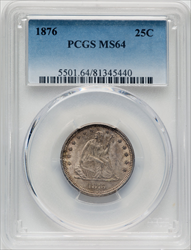 1876 25C Seated Quarters PCGS MS64