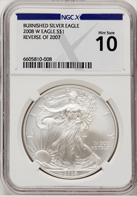 2008-W S$1 Silver Eagle Reverse of 2007 SP Modern Bullion Coins NGCX VG10