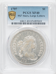 1797 S$1 9x7 Stars Large Letters PCGS Secure Early Dollars PCGS XF40