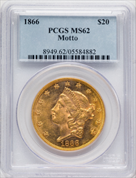 1866 $20 Liberty Double Eagles PCGS MS62