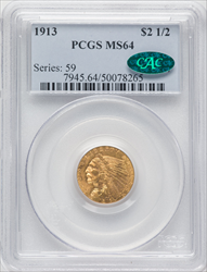 1913 $2.50 CAC Indian Quarter Eagles PCGS MS64