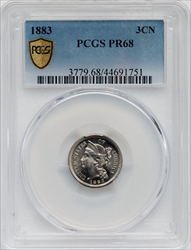 1883 3CN PCGS Secure Proof Three Cent Nickels PCGS PR68