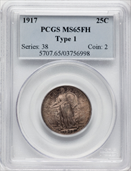 1917 Type One FH Standing Liberty Quarters PCGS MS65