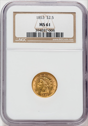 1853 $2.50 Liberty Quarter Eagles NGC MS61