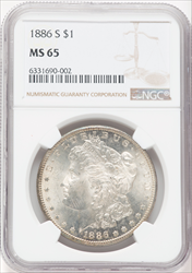 1886-S S$1 Morgan Dollars NGC MS65