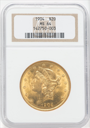 1904 $20 Liberty Liberty Double Eagles NGC MS64