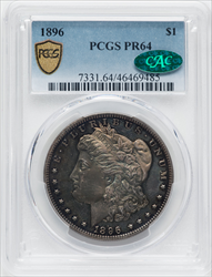 1896 S$1 CAC PCGS Secure Proof Morgan Dollars PCGS PR64