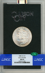 1882-CC S$1 GSA Hoard MS CAC Morgan Dollars NGC MS65
