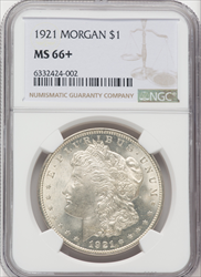 1921 S$1 Morgan MS NGC Plus Morgan Dollars NGC MS66+