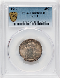 1917 Type One FH PCGS Secure Standing Liberty Quarters PCGS MS64