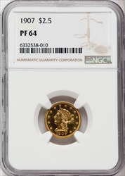 1907 $2.50 Proof Liberty Quarter Eagles NGC PR64
