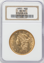 1855 $20 Liberty Double Eagles NGC AU58