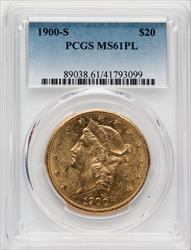 1900-S $20 PL Liberty Double Eagles PCGS MS61