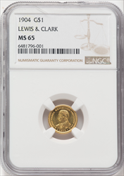 1904 G$1 Lewis and Clark MS Commemorative Gold NGC MS65