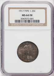 1917 Type One FH Standing Liberty Quarters NGC MS64