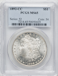1892-CC S$1 Morgan Dollars PCGS MS65