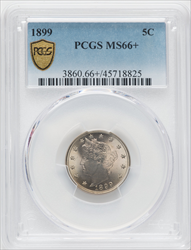 1899 5C PCGS Secure PCGS Plus Liberty Nickels PCGS MS66+