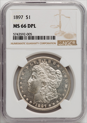 1897 S$1 DM Morgan Dollars NGC MS66