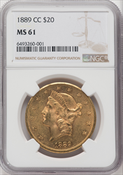 1889-CC $20 Liberty Double Eagles NGC MS61