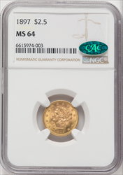 1897 $2.50 CAC Liberty Quarter Eagles NGC MS64