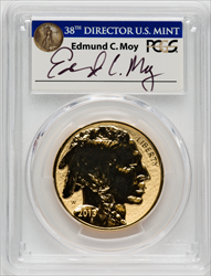 2013-W $50 One-Ounce Gold Buffalo .9999 Fine Gold Reverse Proof 100th Anniversary First Strike Moy Signature PR Modern Bullion Coins PCGS MS70