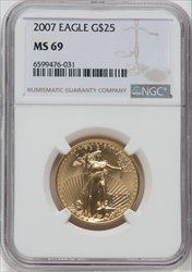 2007 $25 Half-Ounce Gold Eagle MS Modern Bullion Coins NGC MS69