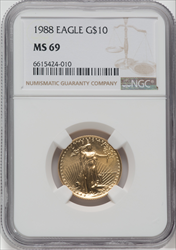 1988 $10 Quarter-Ounce Gold Eagle MS Modern Bullion Coins NGC MS69
