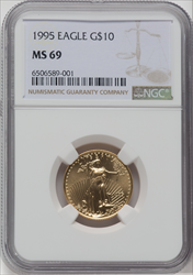 1995 $10 Quarter-Ounce Gold Eagle MS Modern Bullion Coins NGC MS69
