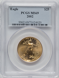 2002 $25 Half-Ounce Gold Eagle MS Modern Bullion Coins PCGS MS69