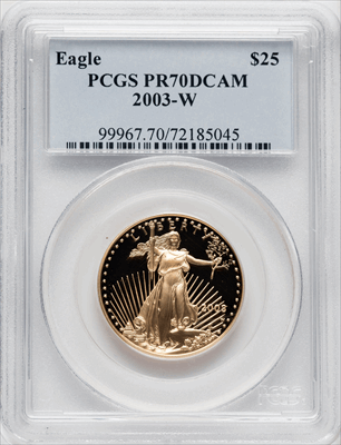 2003-W $25 Half-Ounce Gold Eagle DC Modern Bullion Coins PCGS MS70