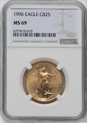 1996 G$25 Half-Ounce Gold Eagle MS Modern Bullion Coins NGC MS69