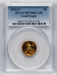 1992-P $5 Tenth-Ounce Gold Eagle DC Modern Bullion Coins PCGS MS70